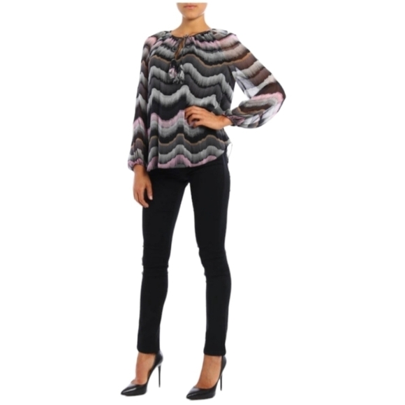Diane Von Furstenberg Multicolor Silk Blouse Size 4 - Picture 9 of 10
